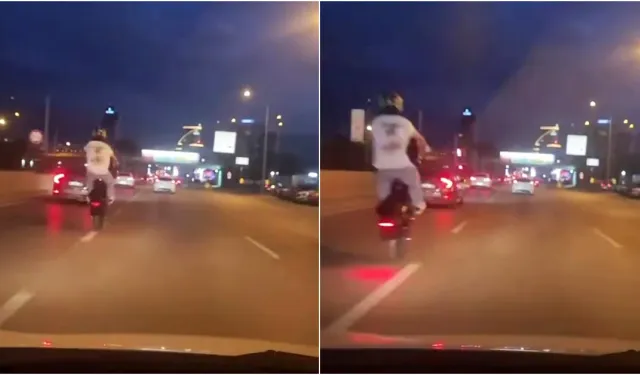 Bursa’da plakasız motosikletle trafikte tehlikeli hareketler kamerada