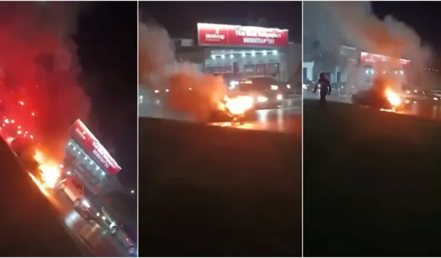 Bursa’da seyir halindeki otomobilin motor kısmı alev aldı