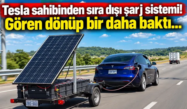Tesla sahibinden sıra dışı şarj sistemi! Gören dönüp bir daha baktı...