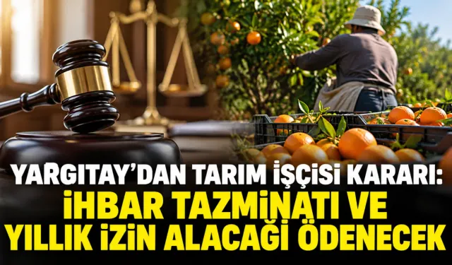 Yargıtay’dan tarım işçisi kararı: İhbar tazminatı ve yıllık izin alacağı ödenecek
