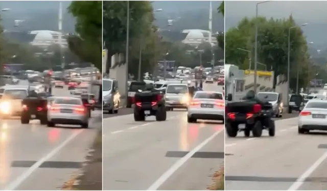 Bursa’da ATV ile trafikte tehlikeli hareketler kamerada
