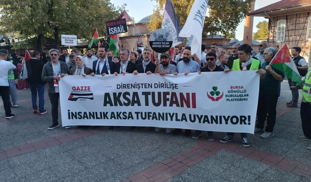 Bursa'da Filistin'e destek yürüyüşü! Gazze için dayanışma çağrısı