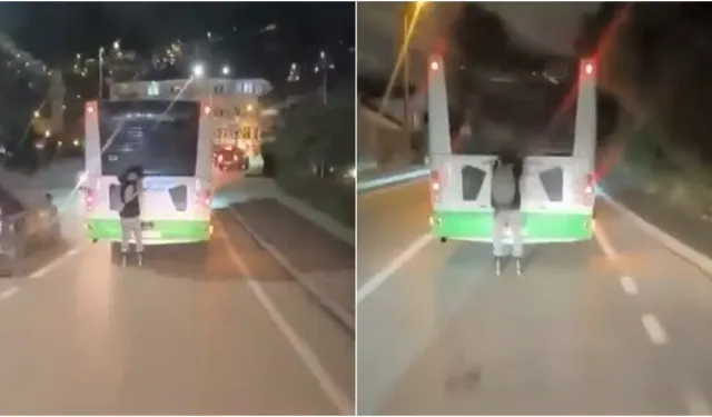 Bursa’da patenli genç otobüsün arkasına tutundu