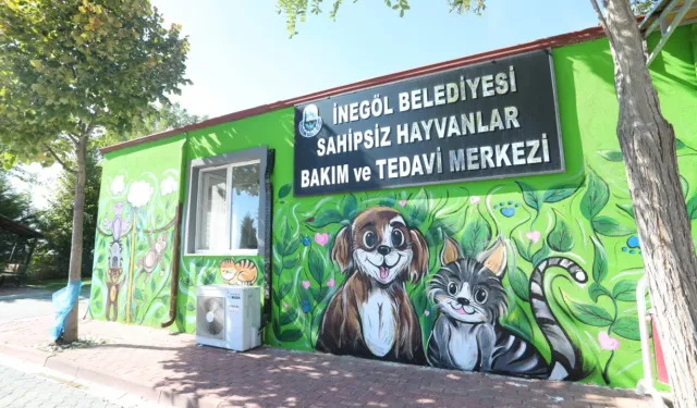 İnegöl’de Hayvanları Koruma Günü’nde duvarlar çocukların fırçalarıyla renklendi
