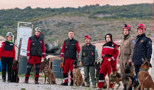 İnegöl'deki enkaz alanı K9 köpeklerinin eğitim üssü oldu! Rusya'dan bile geliyorlar