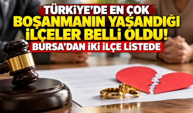 Türkiye'de en çok boşanmanın yaşandığı ilçeler belli oldu! Bursa'dan iki ilçe listede