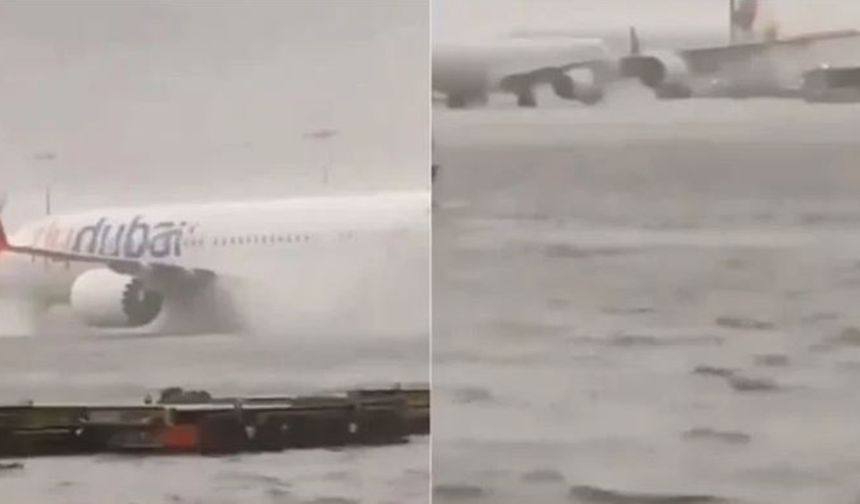 Dubai'yi sel vurdu! Uçaklar yüzdü