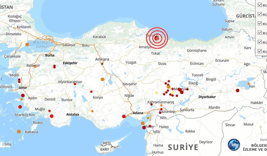 Samsun’da 3.4 büyüklüğünde deprem