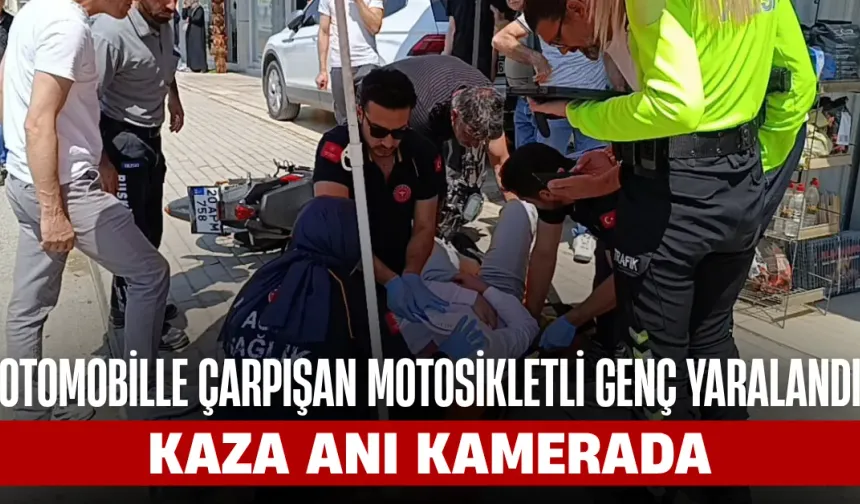 İnegöl'de Otomobille Çarpışan Motosikletli Genç Yaralandı, Kaza Kamerada
