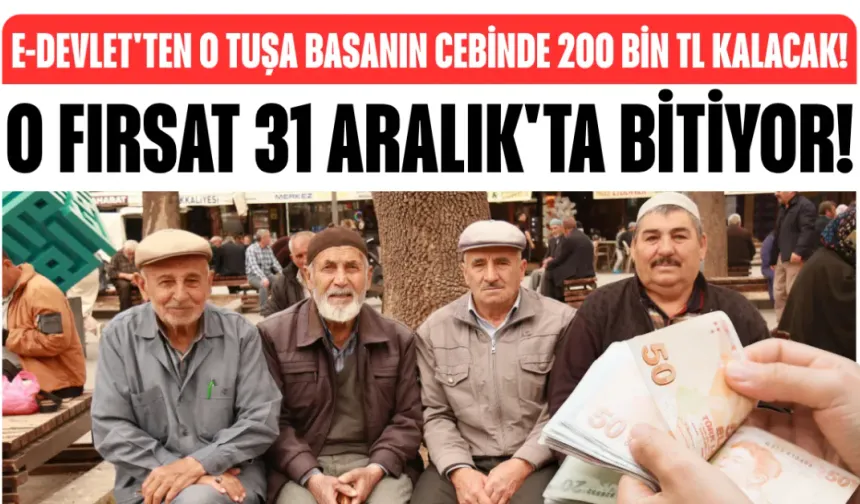 O Fırsat 31 Aralık'ta Bitiyor! E-Devlet'ten O Tuşa Basanın Cebinde 200 Bin TL Kalacak!