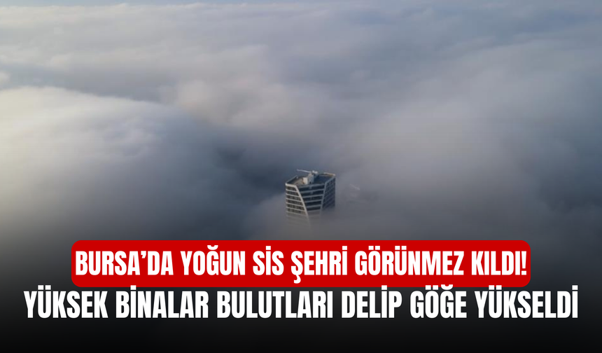 Bursa’da Yoğun Sis Şehri Görünmez Kıldı! Yüksek Binalar Bulutları Delip Göğe Yükseldi