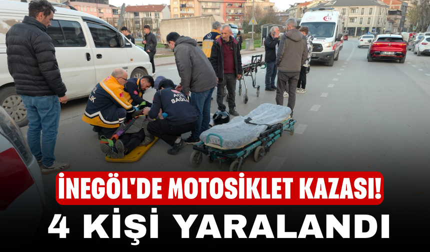 İnegöl'de motosiklet kazası! 4 kişi yaralandı