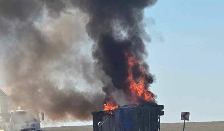 Devrilerek yanan tırın sürücüsü sinir krizi geçirdi