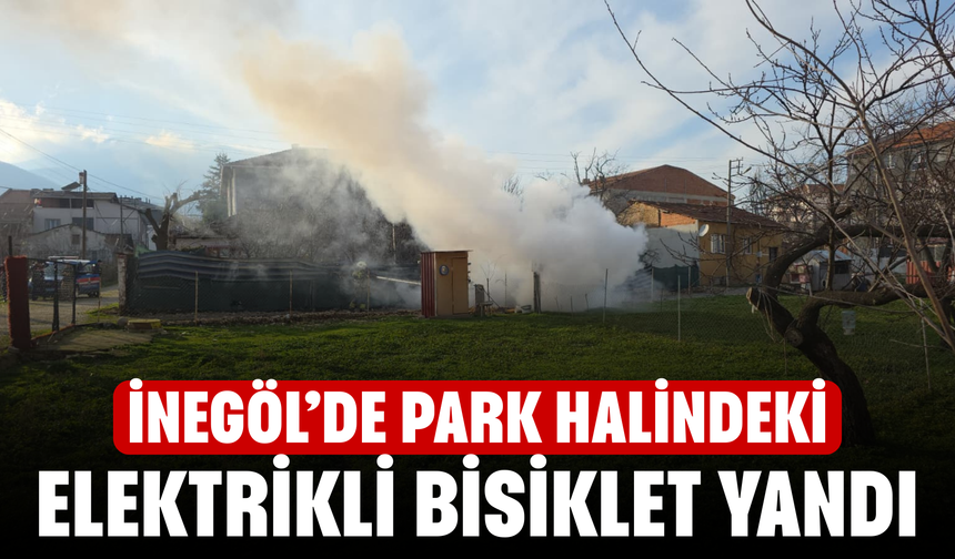 İnegöl’de Park Halindeki Elektrikli Bisiklet Yandı