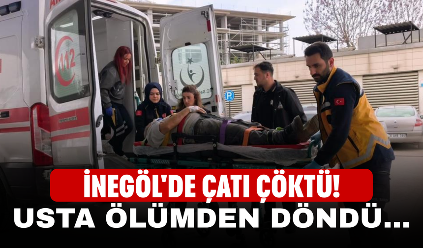 İnegöl'de çatı çöktü! Usta Ölümden Döndü