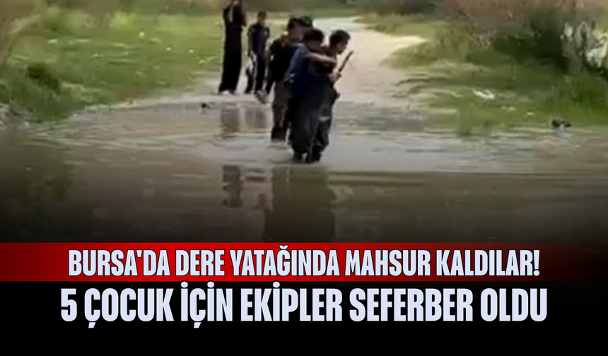 Bursa'da Dere yatağında mahsur kaldılar! 5 çocuk için ekipler seferber oldu