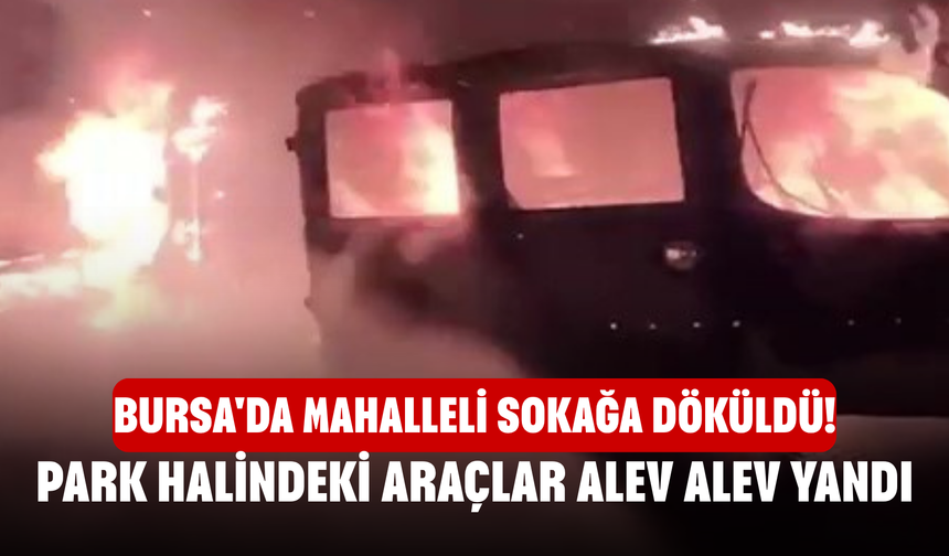 Bursa'da Mahalleli Sokağa Döküldü! Park Halindeki Araçlar Alev Alev Yandı