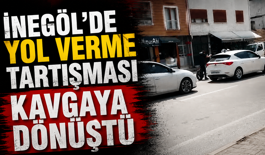 İnegöl’de Yol verme kavgasında tansiyon yükseldi araya vatandaşlar girdi