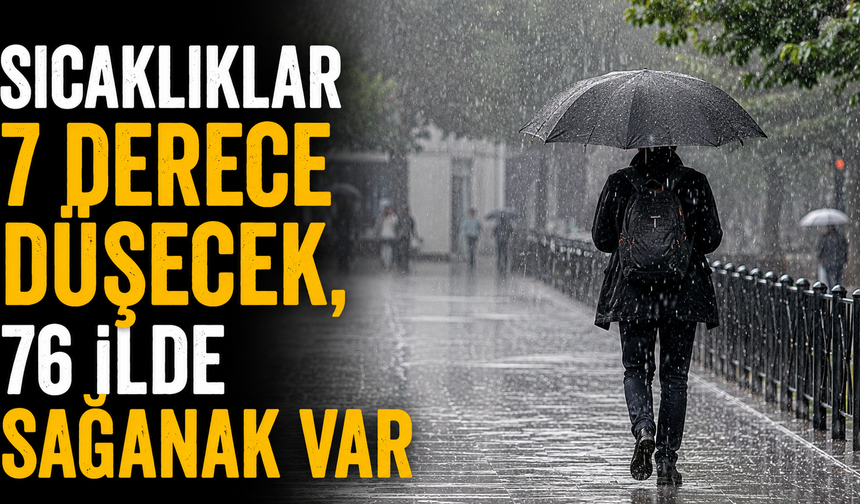 Sıcaklıklar 7 Derece Düşecek, 76 İlde Sağanak Var