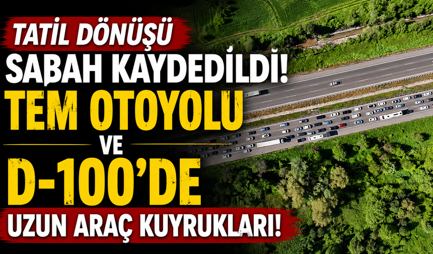 Tatil dönüşü sabah kaydedildi! TEM Otoyolu ve D-100'de uzun araç kuyrukları!