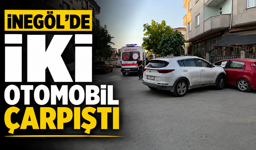 İnegöl’de İki Otomobil Çarpıştı
