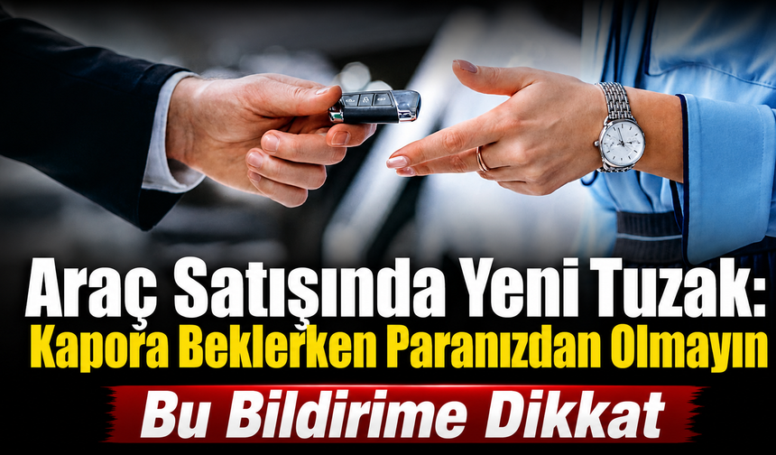 Bu Bildirime Dikkat! Araç Satışında Yeni Tuzak: Kapora Beklerken Paranızdan Olmayın!