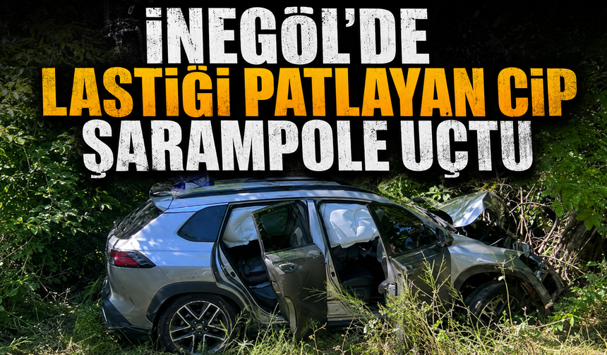 İnegöl'de Lastiği Patlayan Cip Şarampole Uçtu: 3 Yaralı