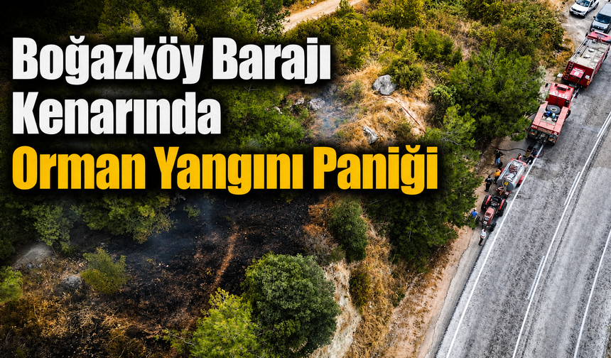 Boğazköy Barajı Kenarında Orman Yangını Paniği