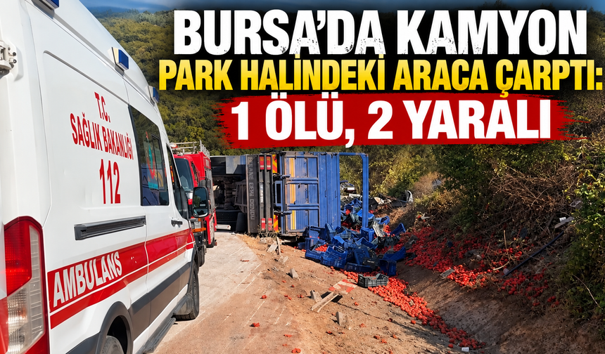 Bursa'da kamyon park halindeki araca çarptı: 1 ölü, 2 yaralı