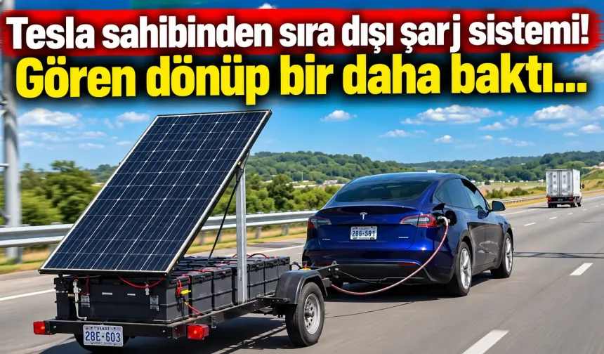 Tesla sahibinden sıra dışı şarj sistemi! Gören dönüp bir daha baktı...