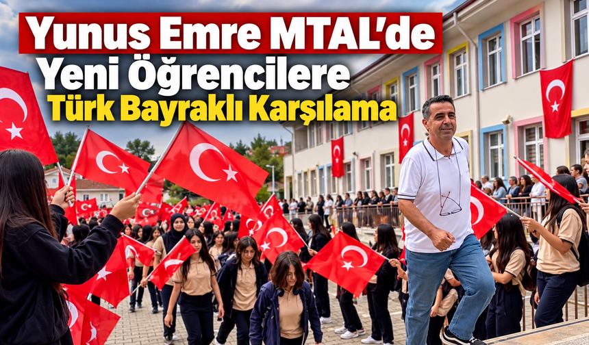 Yunus Emre MTAL'de Yeni Öğrencilere Türk Bayraklı Karşılama