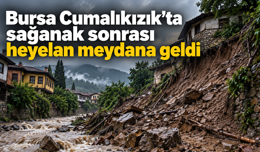 Bursa Cumalıkızık’ta sağanak sonrası heyelan meydana geldi