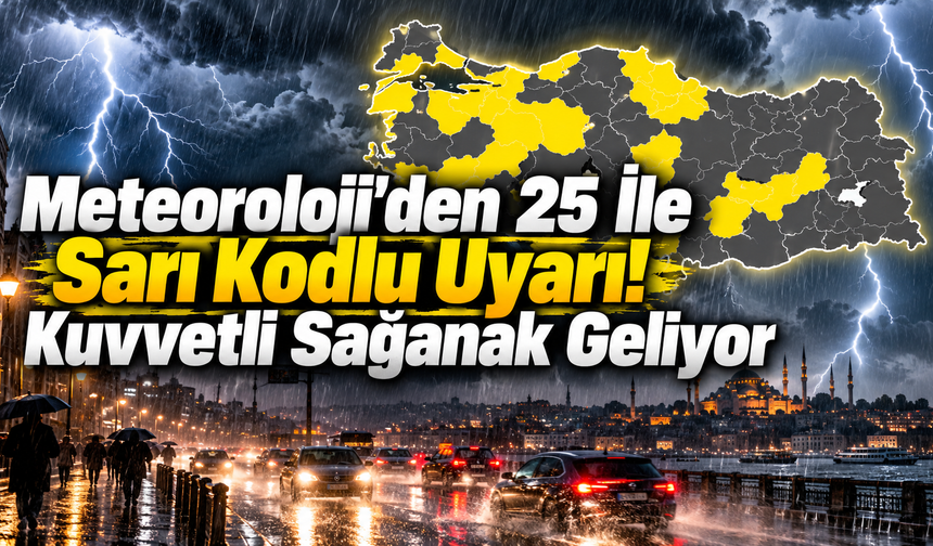 25 İle Sarı Kodlu Uyarı! Kuvvetli Sağanak Geliyor