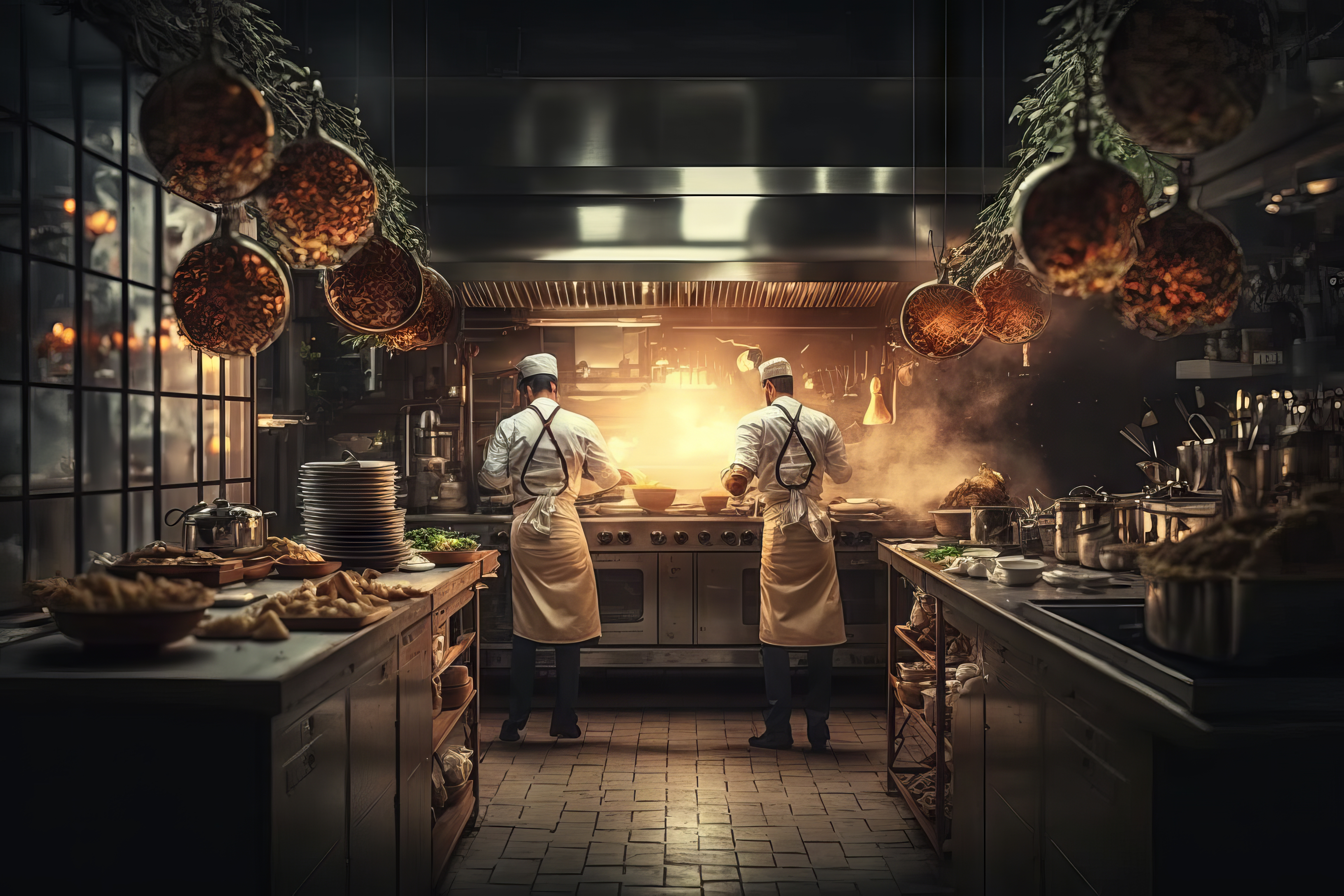 chef-restaurant-kitchen-preparing-food-generative-ai