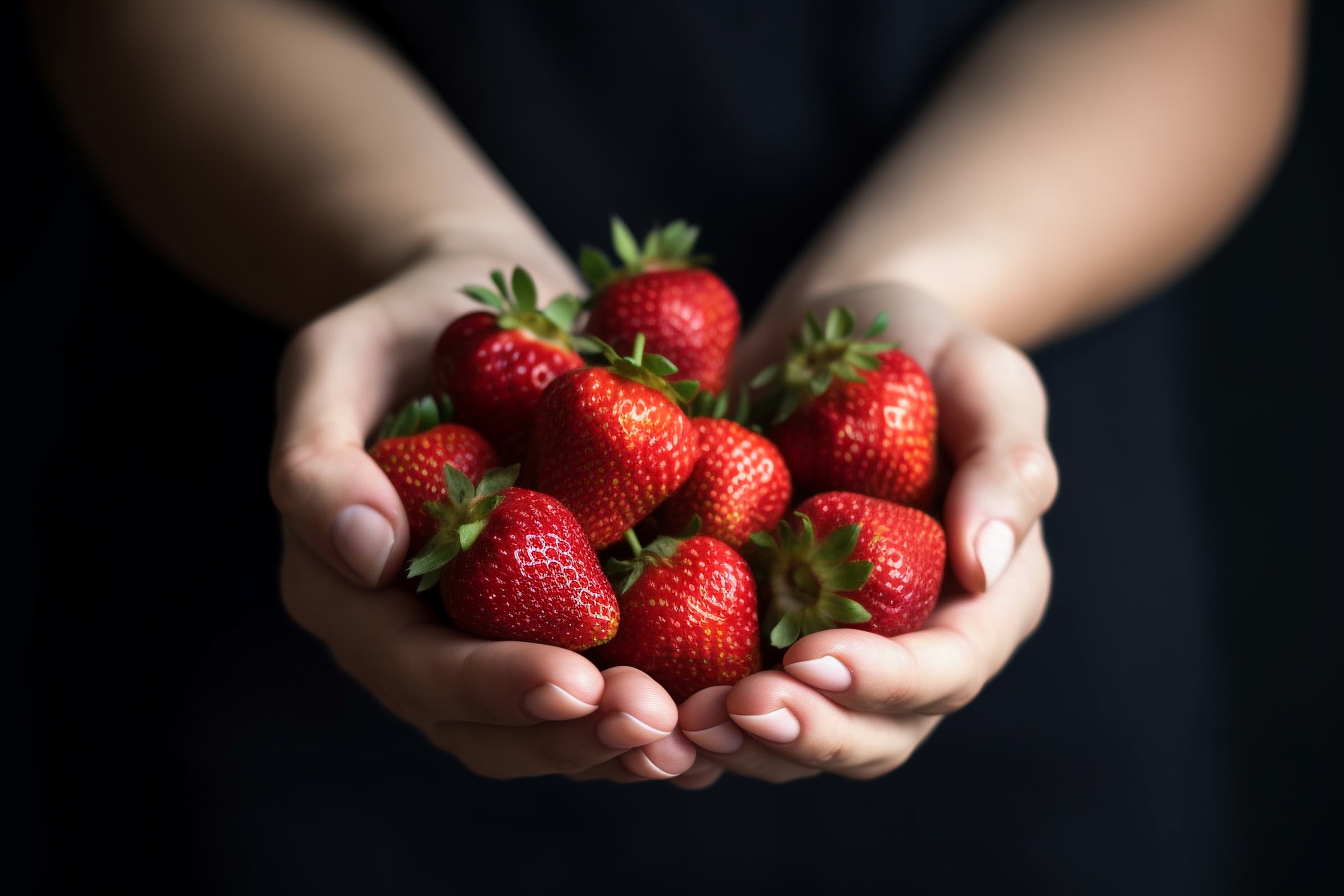 female-hands-holding-handful-strawberries-ai-generative