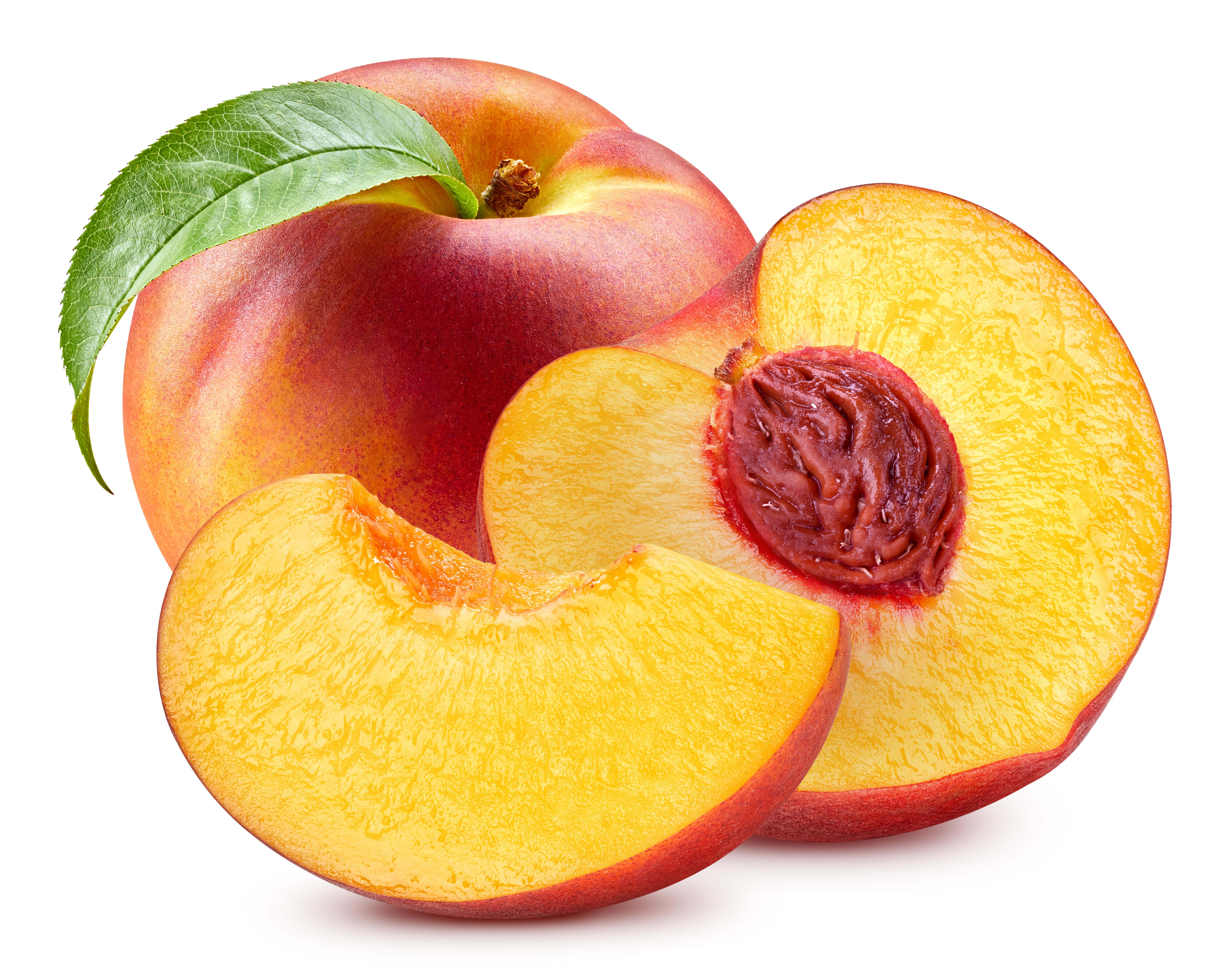 fresh-peach-with-leaf-isolated-white-with-clipping-path