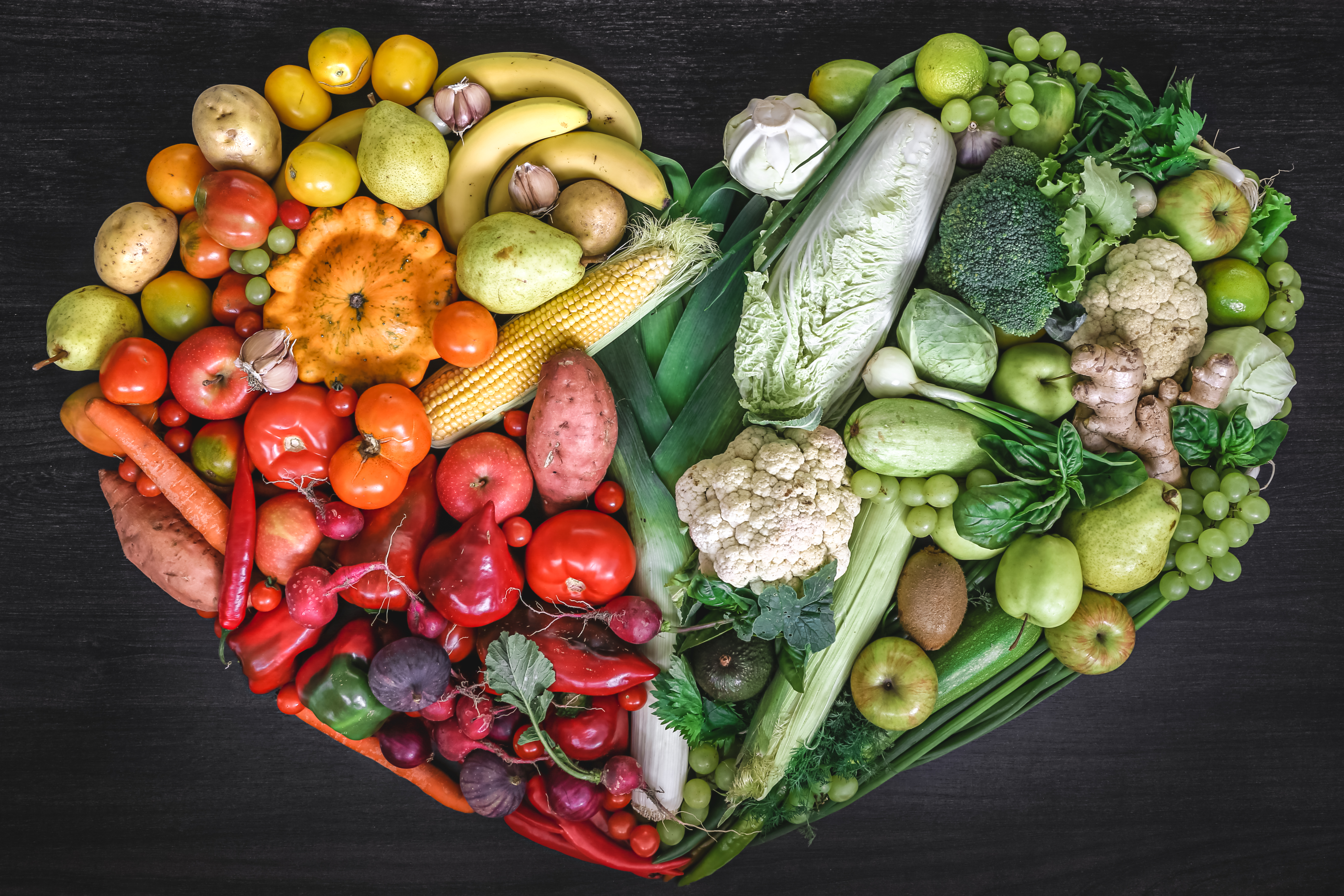 heart-made-fresh-vegetables-fruit-wooden-background