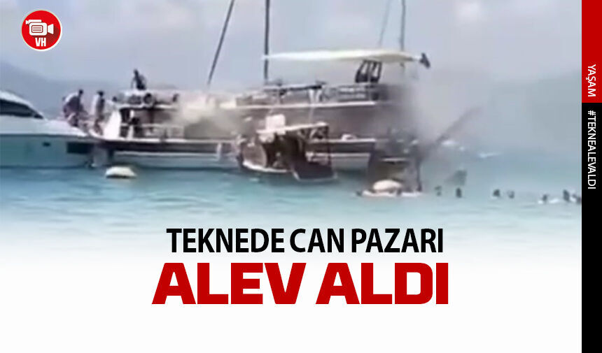 Tur teknesinde yangın dehşeti: Yolcular denize atlayarak canını kurtardı