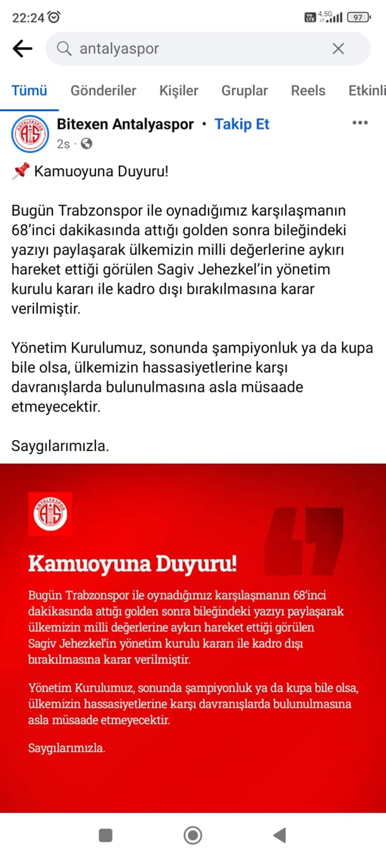 İsrailli oyuncunun olay sevinci kadro dışı cezası