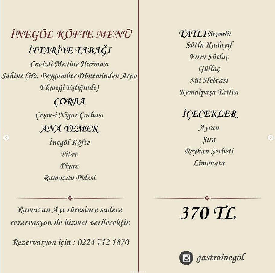 Gastro Inegöl Iftar Menüsü 1