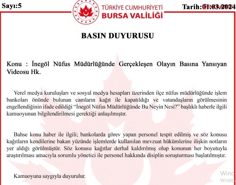 Valilik Basın Açıklaması