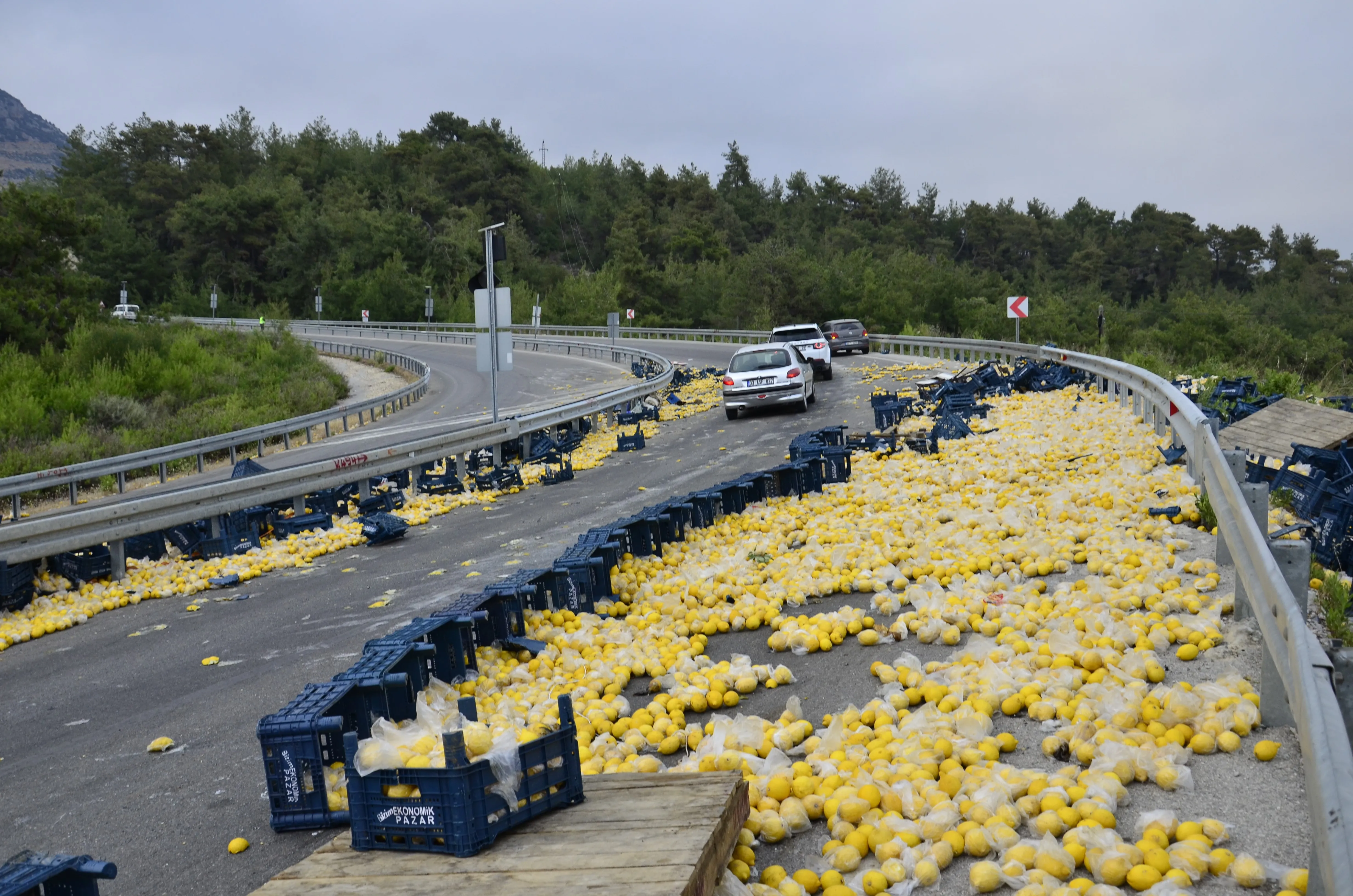 Mersin'de Limon Yüklü Kamyon Devrildi 6 Yaralı (2)