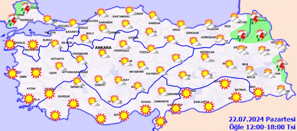 Meteoroloji Açıkladı 21 Temmuz 2024 Hava Durumu Raporu..