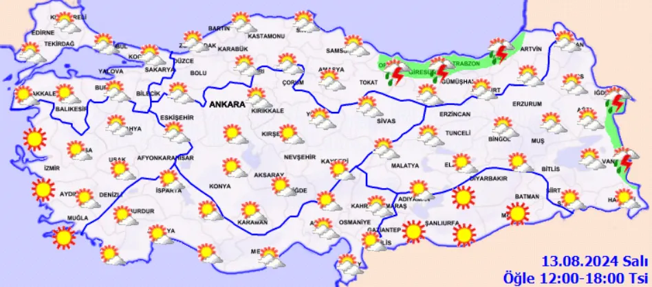 Meteoroloji Açıkladı 13 Ağustos 2024 Hava Durumu Raporu... (3)