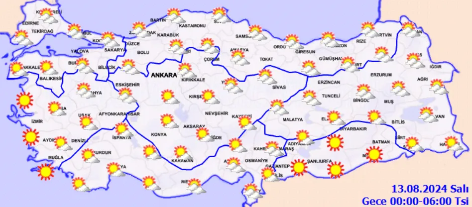 Meteoroloji Açıkladı 13 Ağustos 2024 Hava Durumu Raporu...