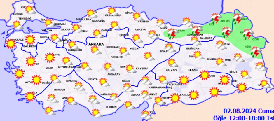 Meteoroloji Açıkladı 2 Ağustos 2024 Hava Durumu Raporu.. (3)