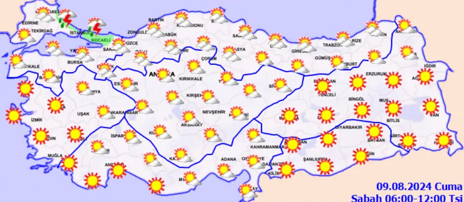 Meteoroloji Açıkladı 9 Ağustos 2024 Hava Durumu Raporu.. (3)