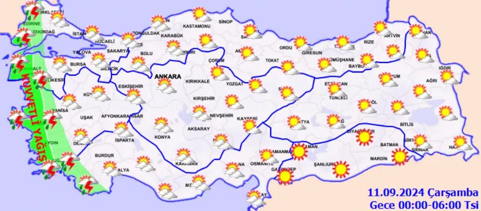 Meteoroloji Açıkladı 11 Eylül 2024 Hava Durumu Raporu...