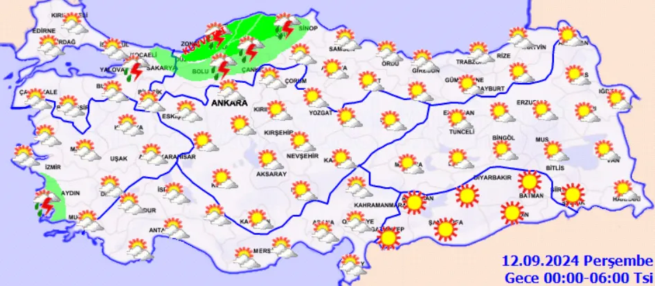 Meteoroloji Açıkladı 12 Eylül 2024 Hava Durumu Raporu...