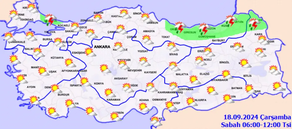 Meteoroloji Açıkladı 18 Eylül 2024 Hava Durumu Raporu...